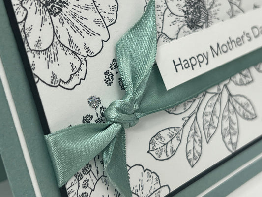 Floral Mother's Day Greeting Card with Ribbon Accent