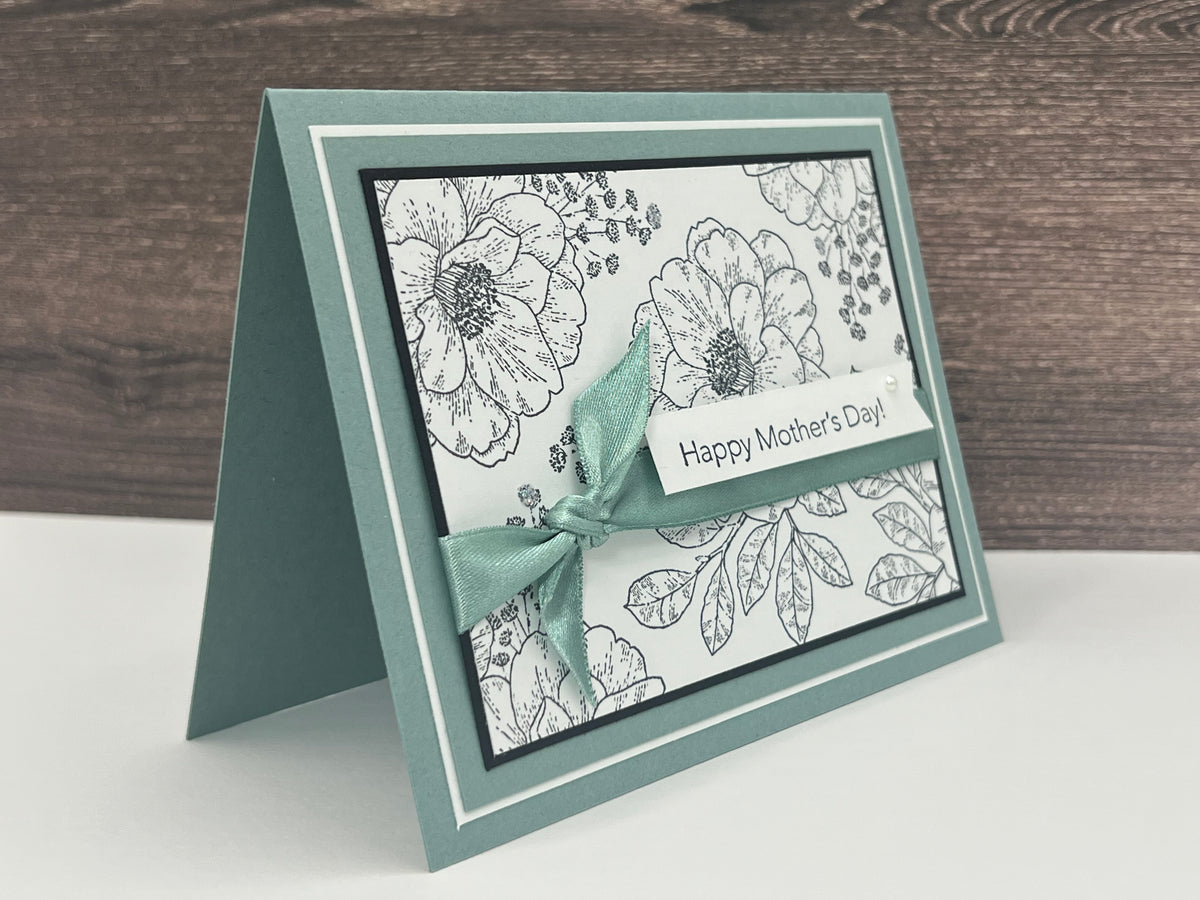 Floral Mother's Day Greeting Card with Ribbon Accent
