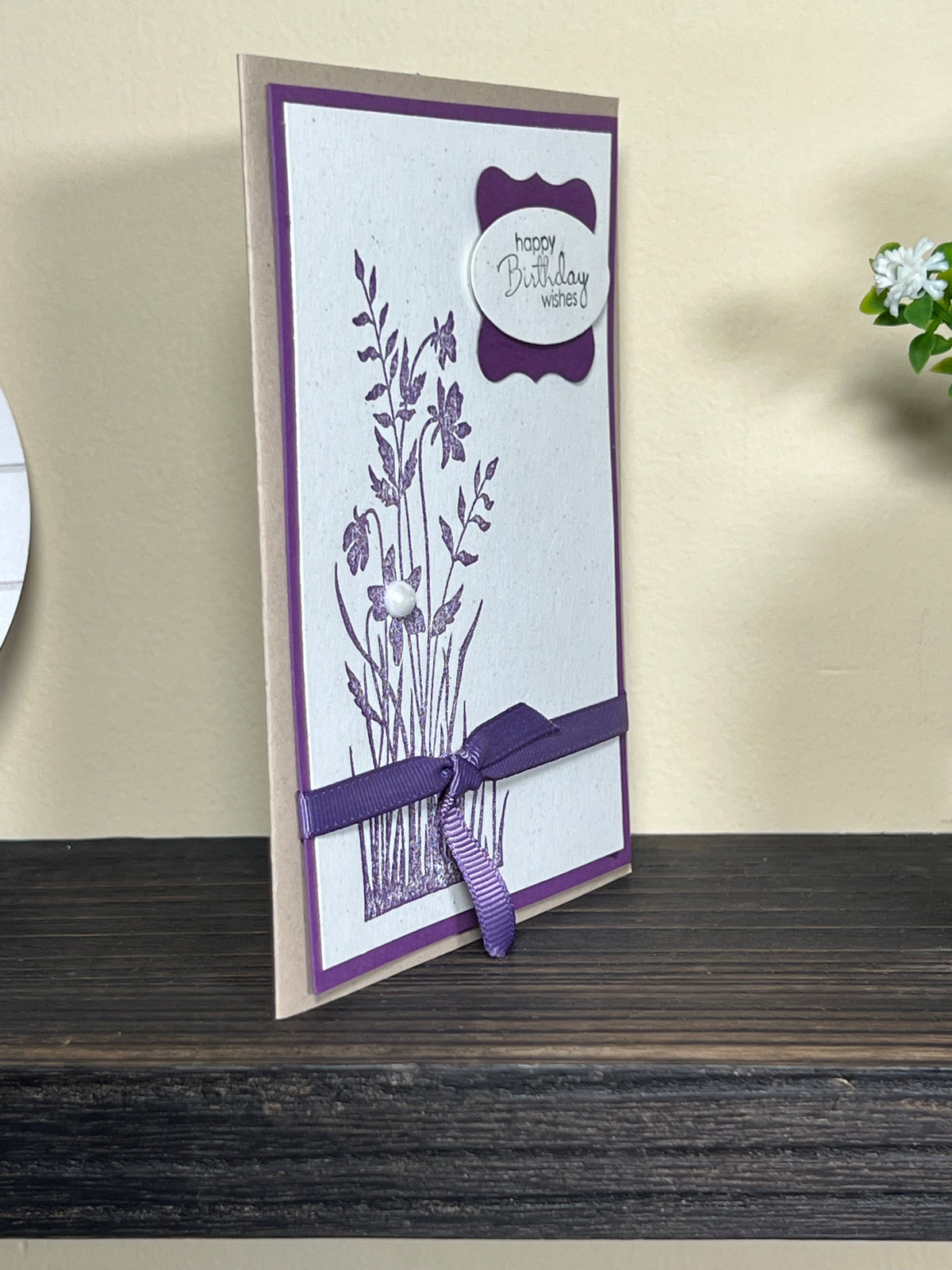 Purple Floral Happy Birthday Card