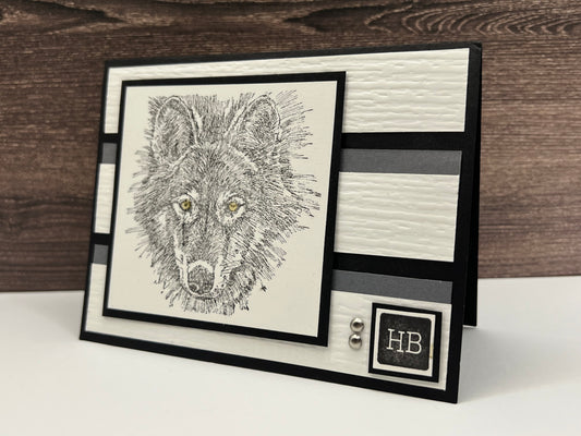 Handmade Wolf Birthday Card