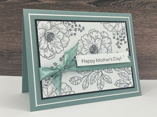 Floral Mother's Day Greeting Card with Ribbon Accent
