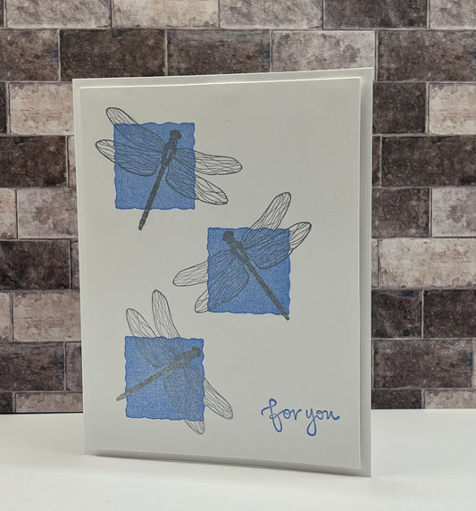 Simple Blue Dragonfly Greeting Card