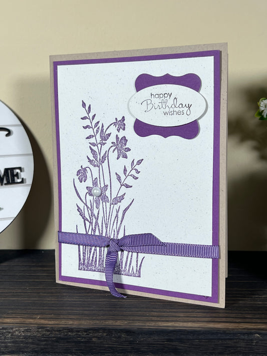 Purple Floral Happy Birthday Card