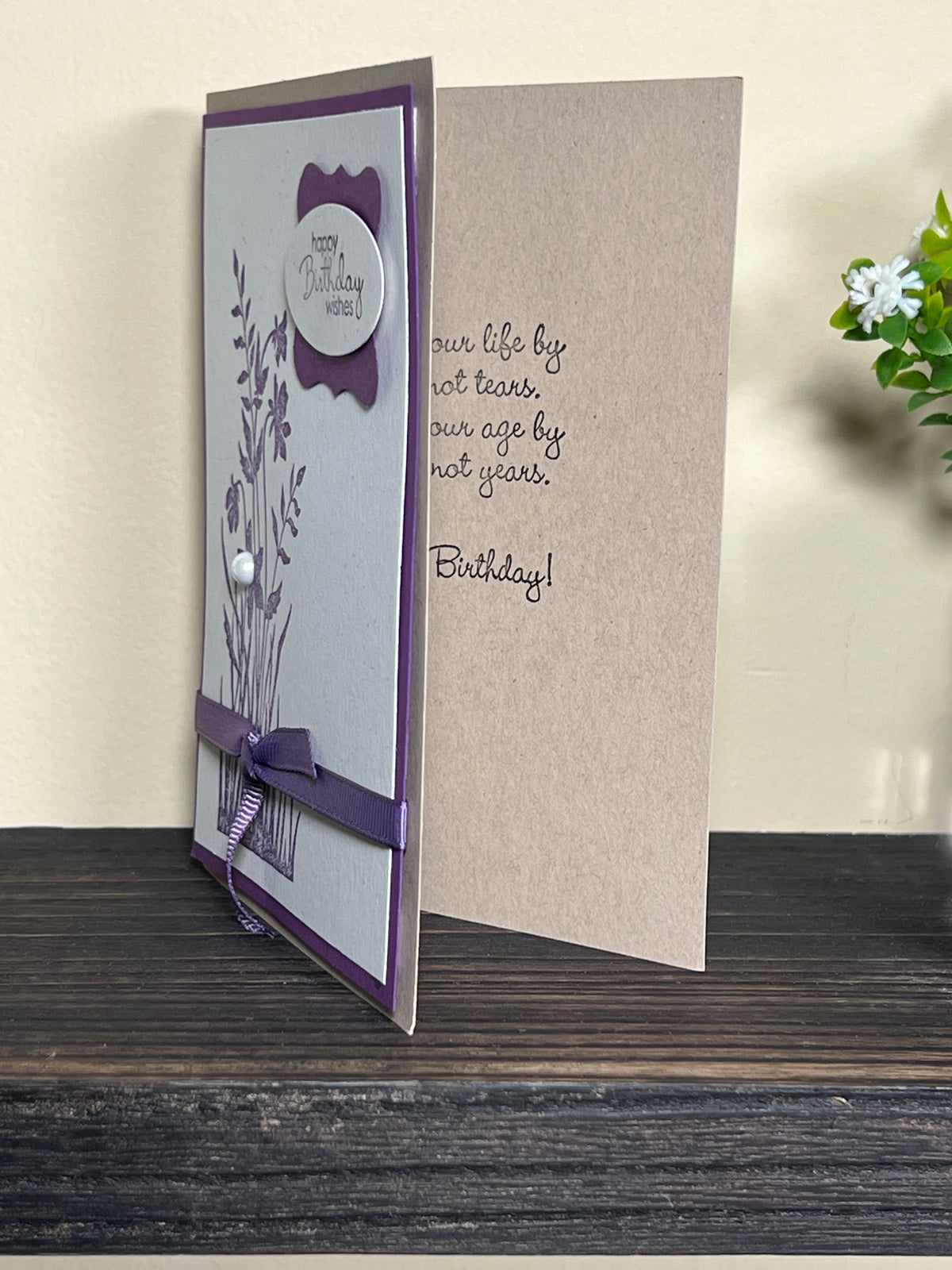 Purple Floral Happy Birthday Card