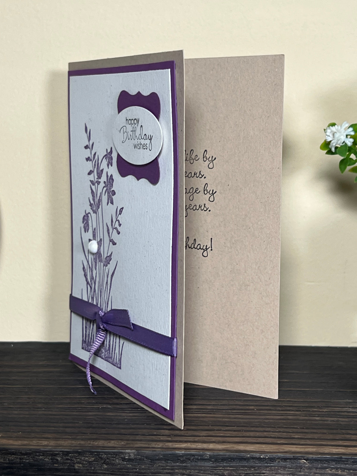 Purple Floral Happy Birthday Card