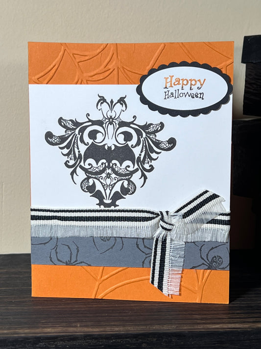 Happy Halloween Card - Embossed Webbing Design