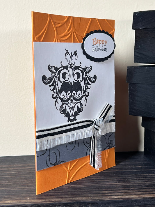 Happy Halloween Card - Embossed Webbing Design