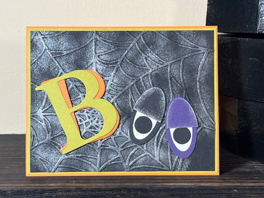 Halloween Boo Eyes - Handmade Embossed Card